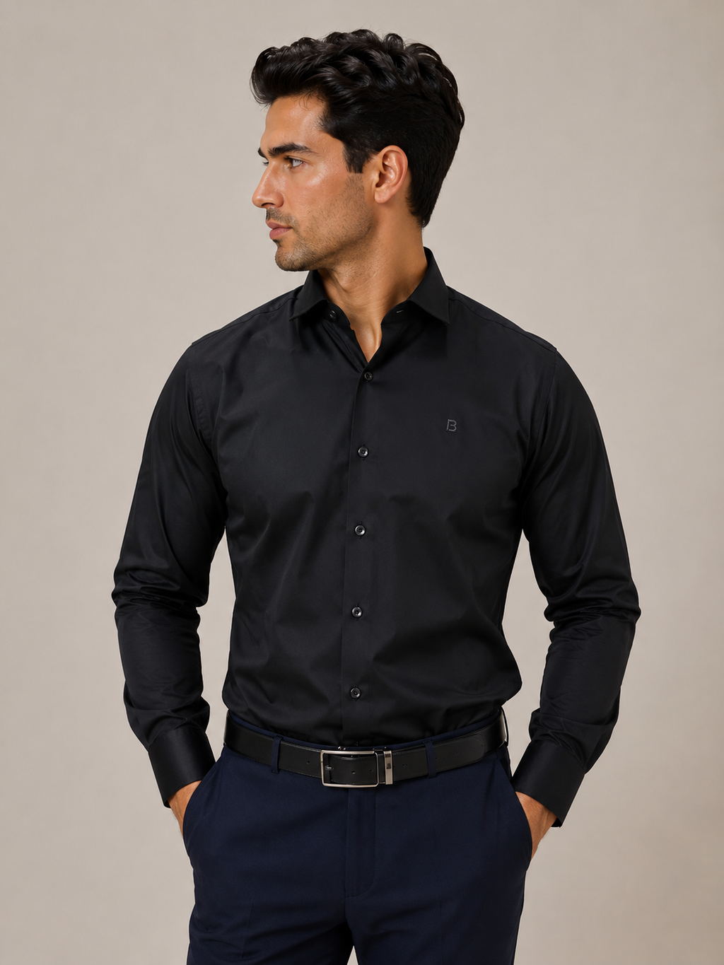 Satin solid color shirt