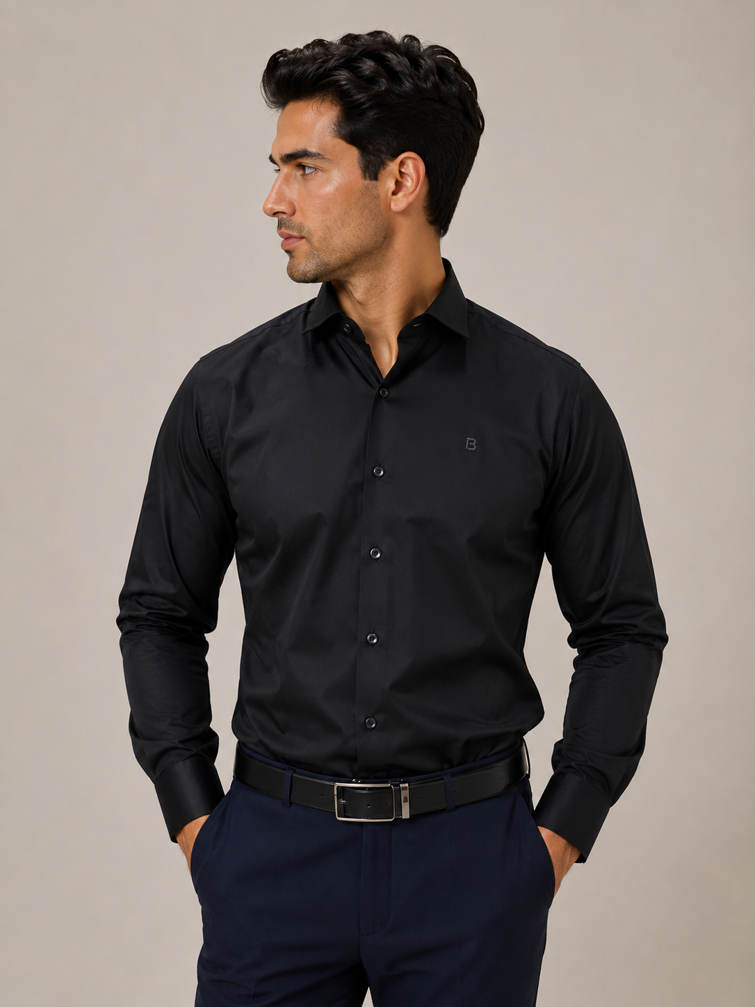 Satin solid color shirt