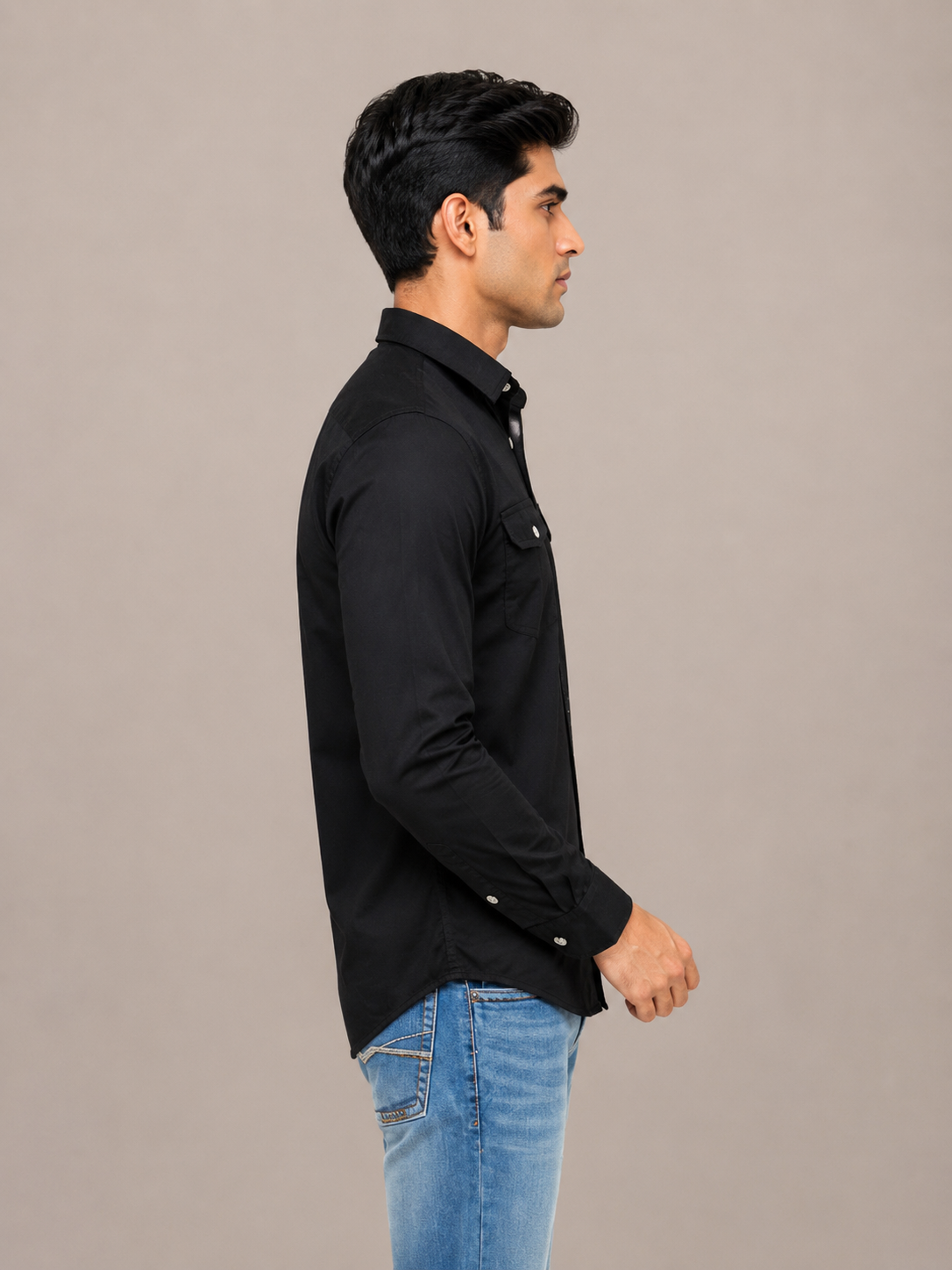 Solid Slim Fit Cargo Shirt for Men