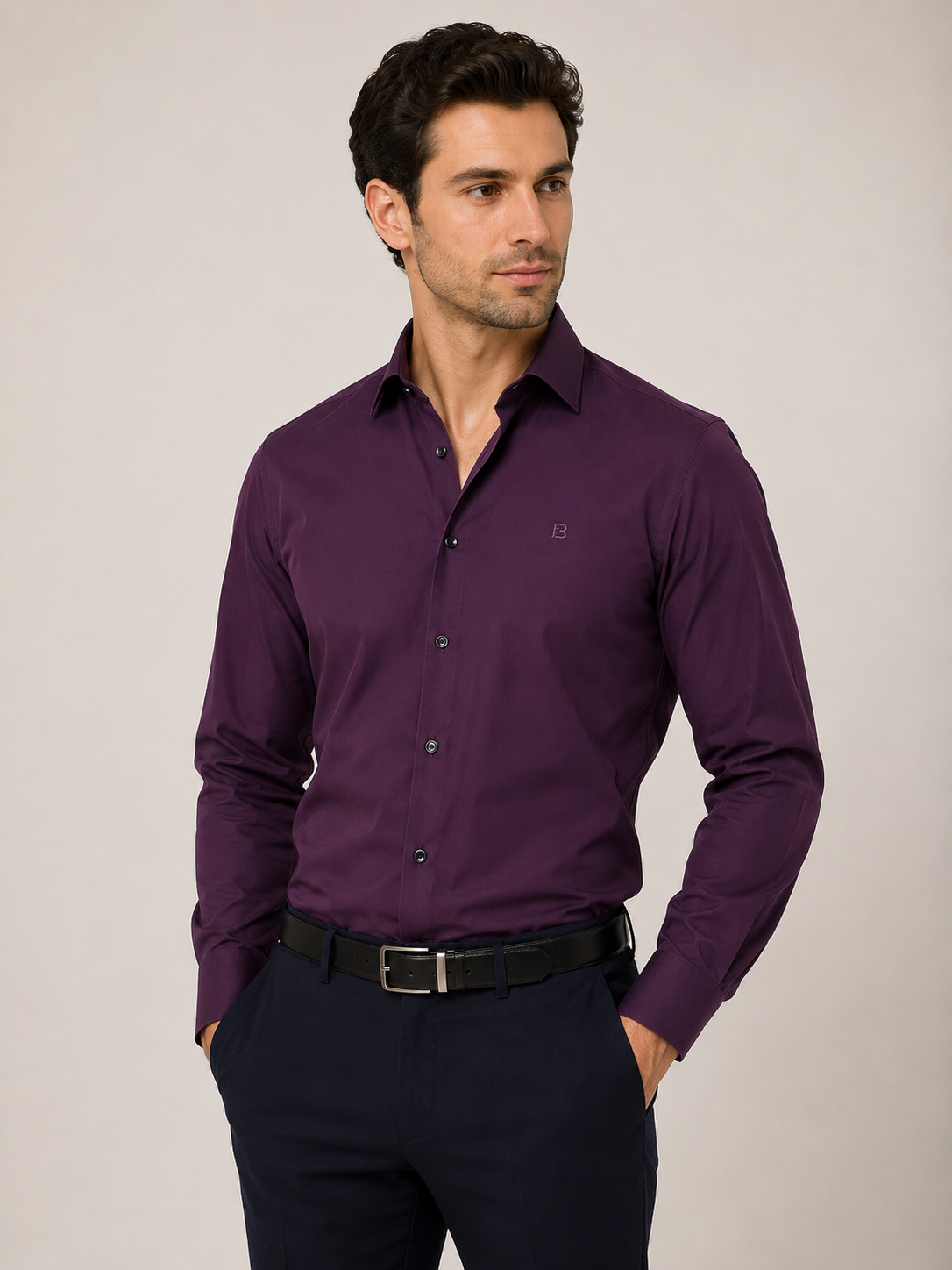 Satin solid color shirt