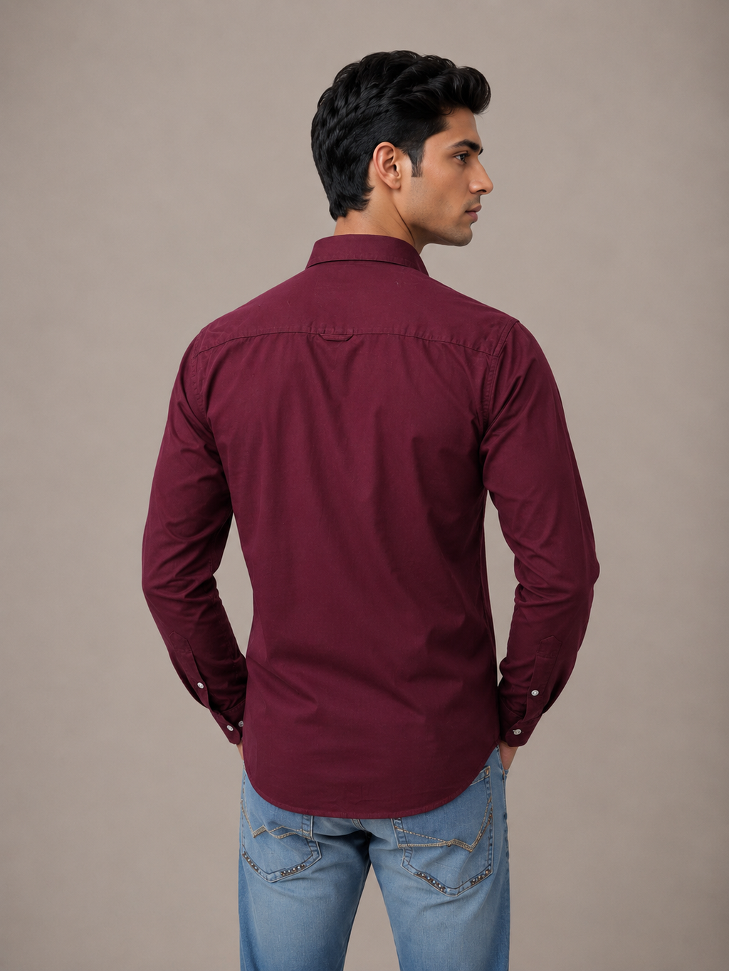Solid Slim Fit Cargo Shirt for Men