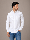 Solid Slim Fit Cargo Shirt for Men